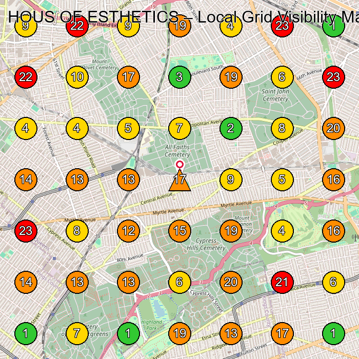 HOUS OF ESTHETICS Skin Care Clinic GeoGrid ranking map for Queens NY
